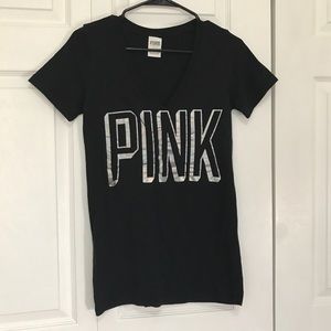 Victoria Secret PINK Holographic V-Neck Tee